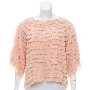 Ulla Johnson Silk Tiered Ruffle Top in Pink